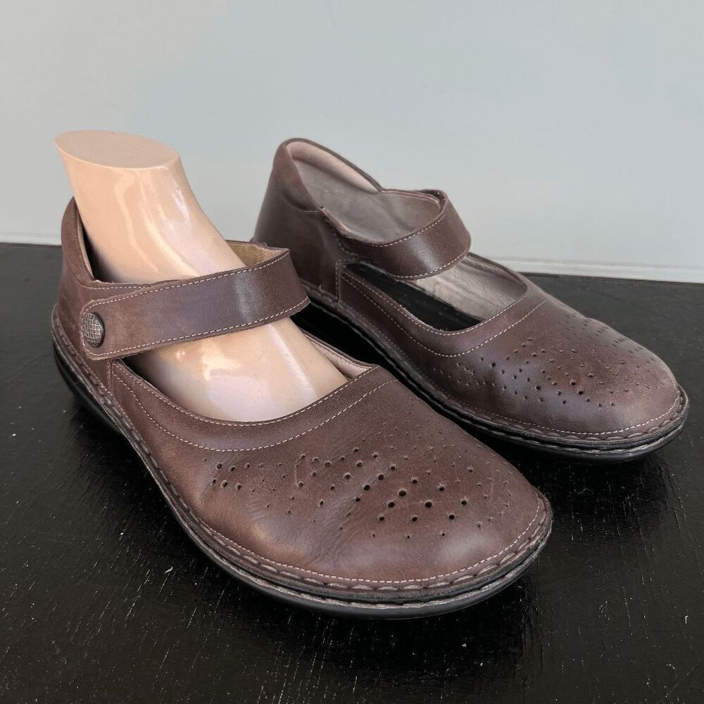 Finn Comfort Bellevue Mary Jane Ankle Strap Velcro Leather SZ 41 / 8